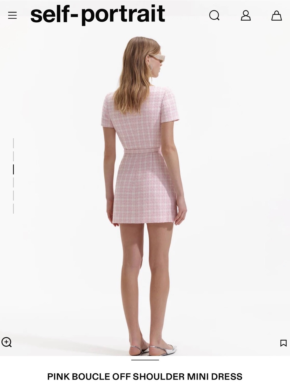 self-portrait Pink Boucle off shoulder Mini Dress - Picture 4 of 10